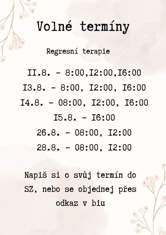 Volné termíny na regresi